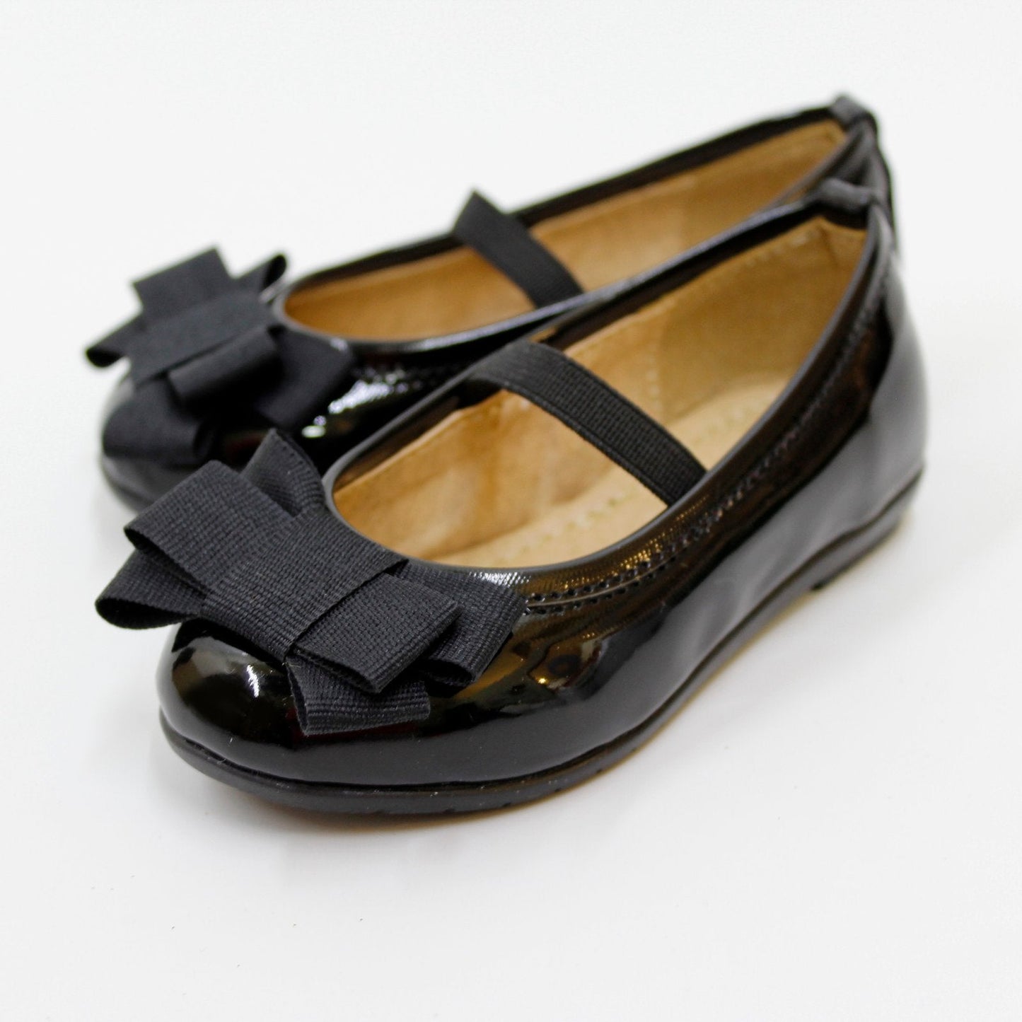balerina charol negro, moño listón