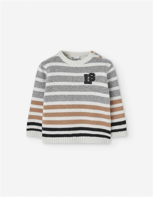 Suéter gris a rayas, bebe