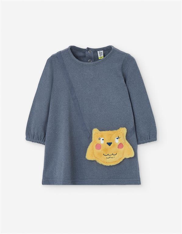 Vestido gris bebe, bolsa simulada