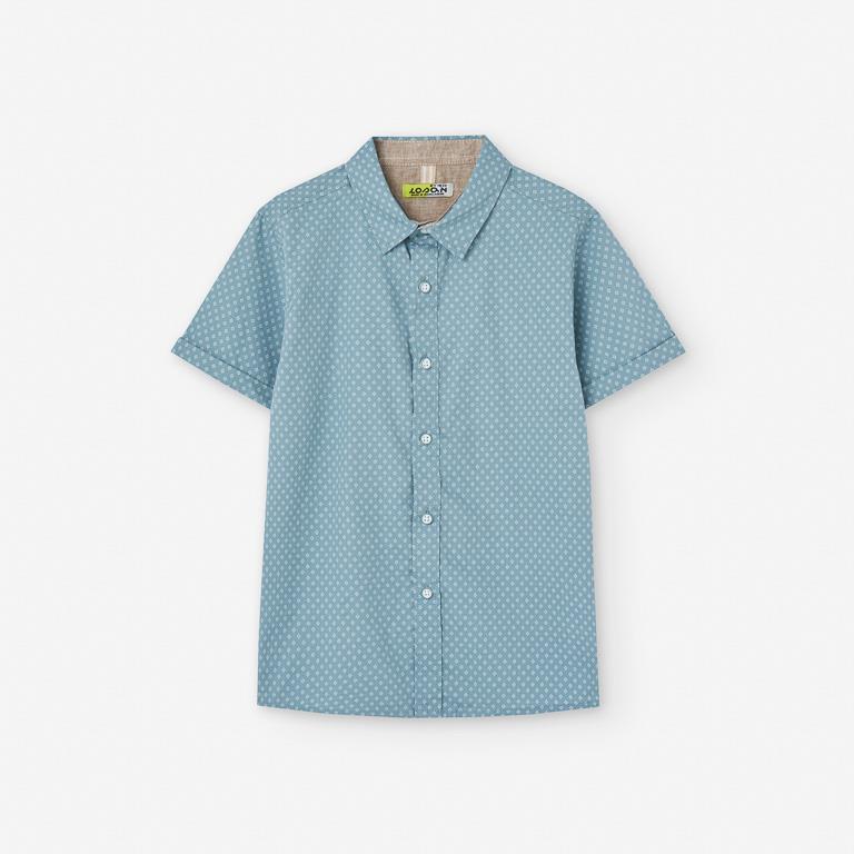 Set short y camisa dibujos de triangulo color gris azul