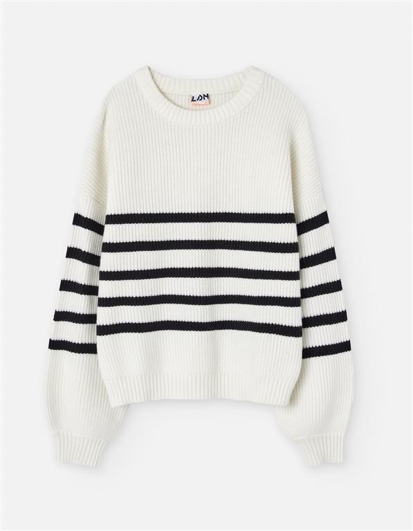 Sweater tejido a rayas color beige