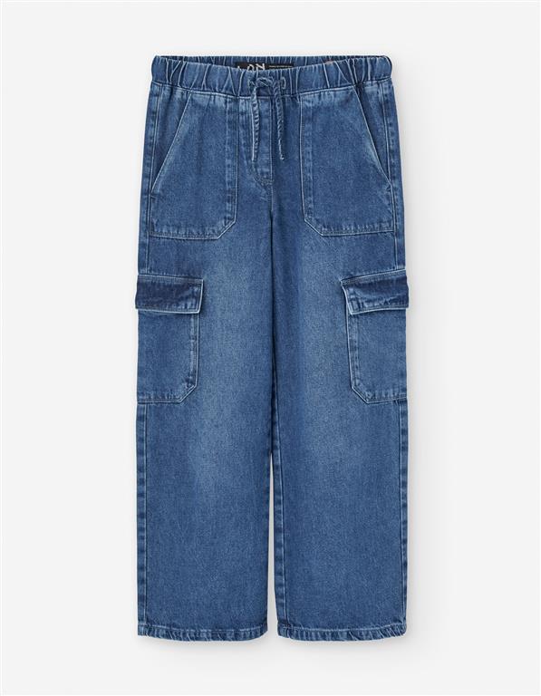 Pantalón mezclilla cargo color azul