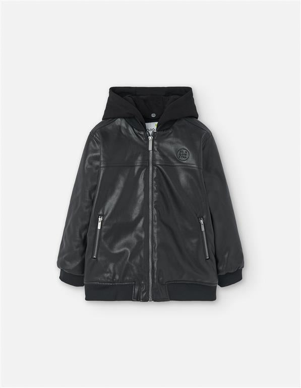 chamarra polipiel negro vintage