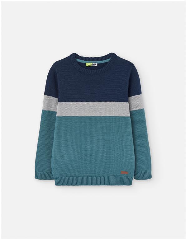 Sweater tejido a rayas verde/azul
