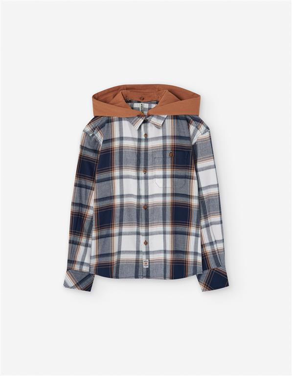 Camisa a cuadros dark blue, con gorro