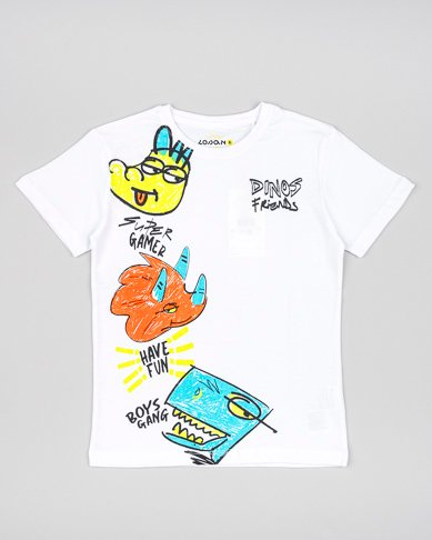 camiseta blanca manga corta para niño