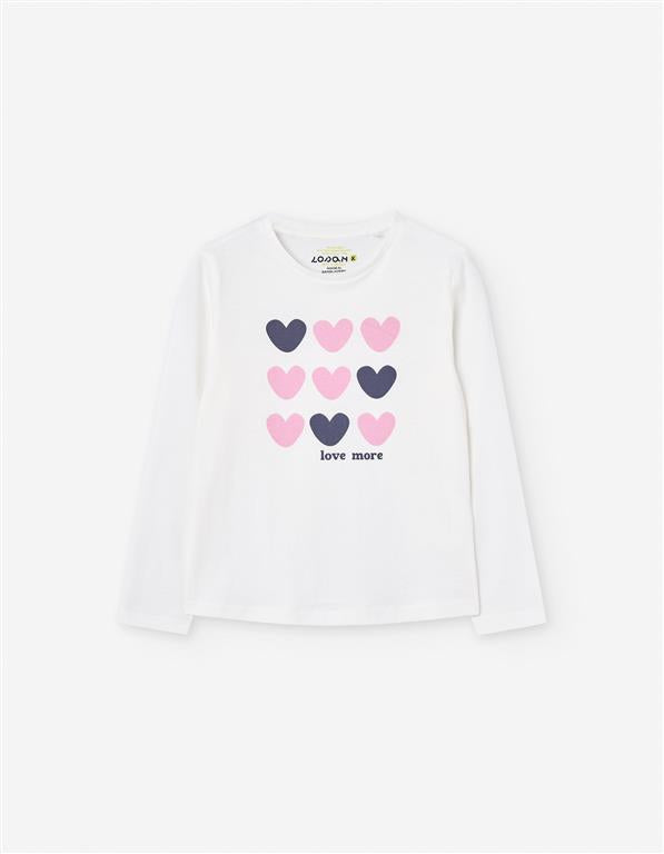 Camiseta manga larga beige, love more