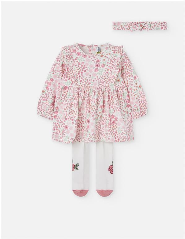 Set vestido y mallas crema