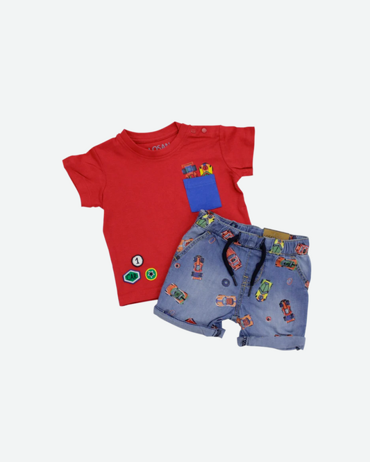 set short y camiseta carritos de carrera