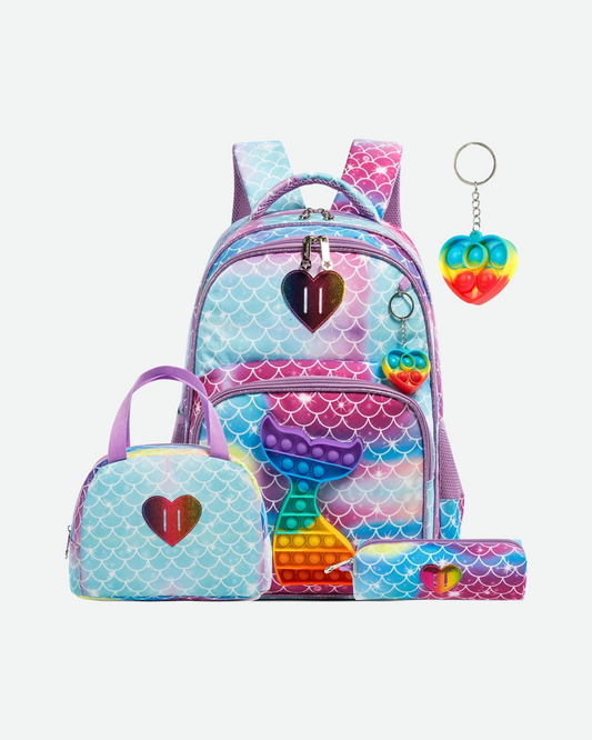 Set Mochila Lapicera y Lonchera Popit Cola de Sirena