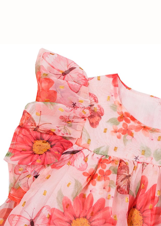 vestido tul naranja flores
