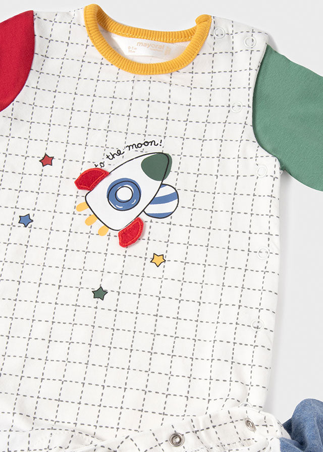 pelele cuadros cohete to the mon