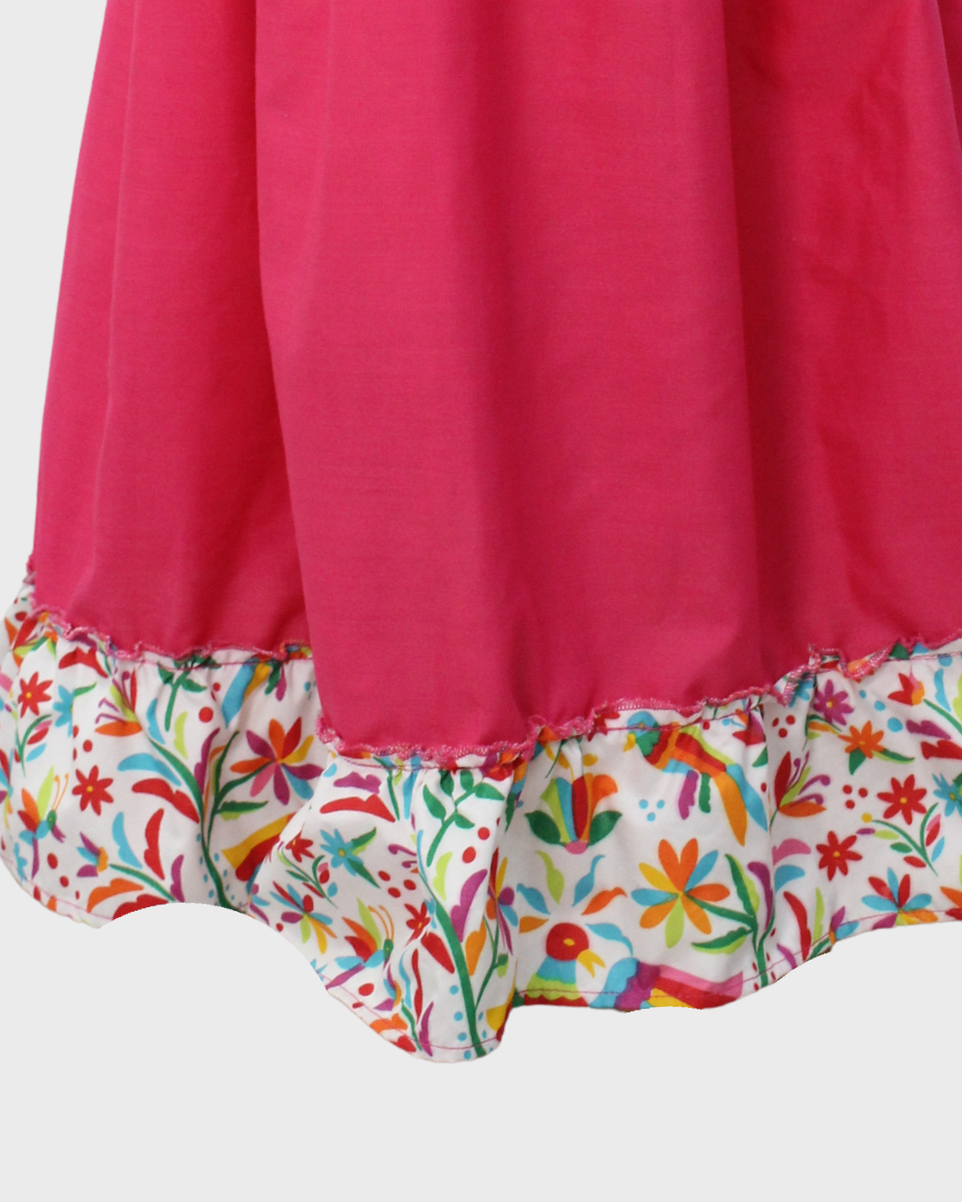 Set Patrio Falda Adelita, Blusa Campesina Color Rosa Con Olan Encaje Azul