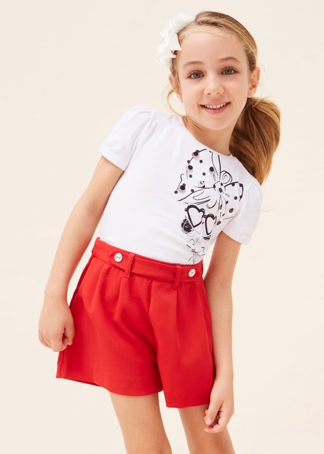 set playera corazón con short rojo