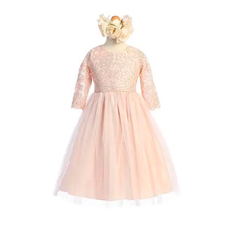 Vestido talle de encaje bordado sobrefalda de tul