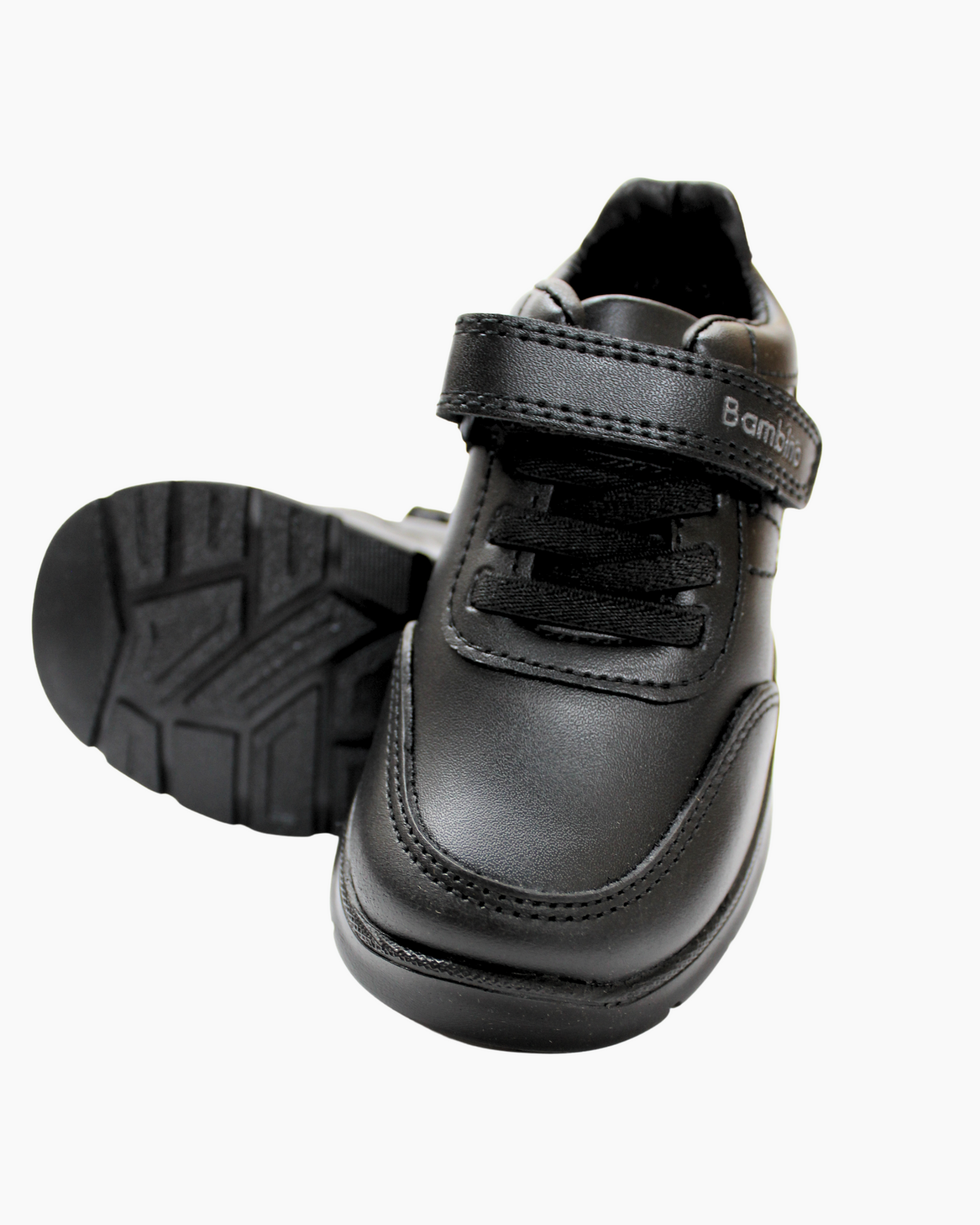 zapato escolar color negro, cierre de velcro y jareta de elástico