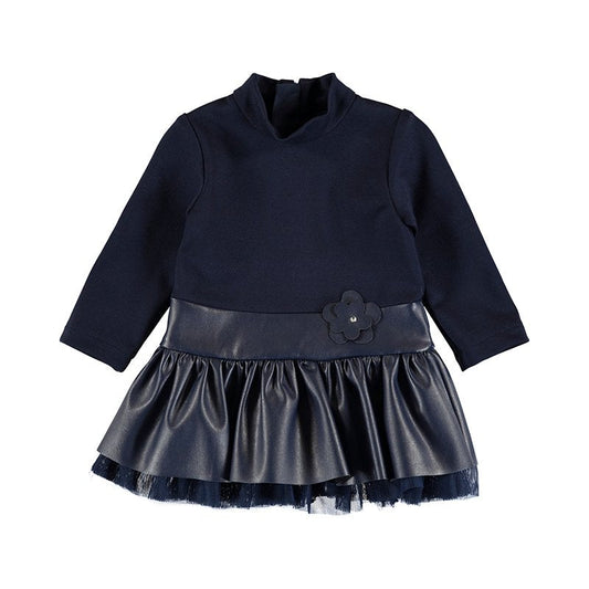vestido mayoral azul marino falda polipiel