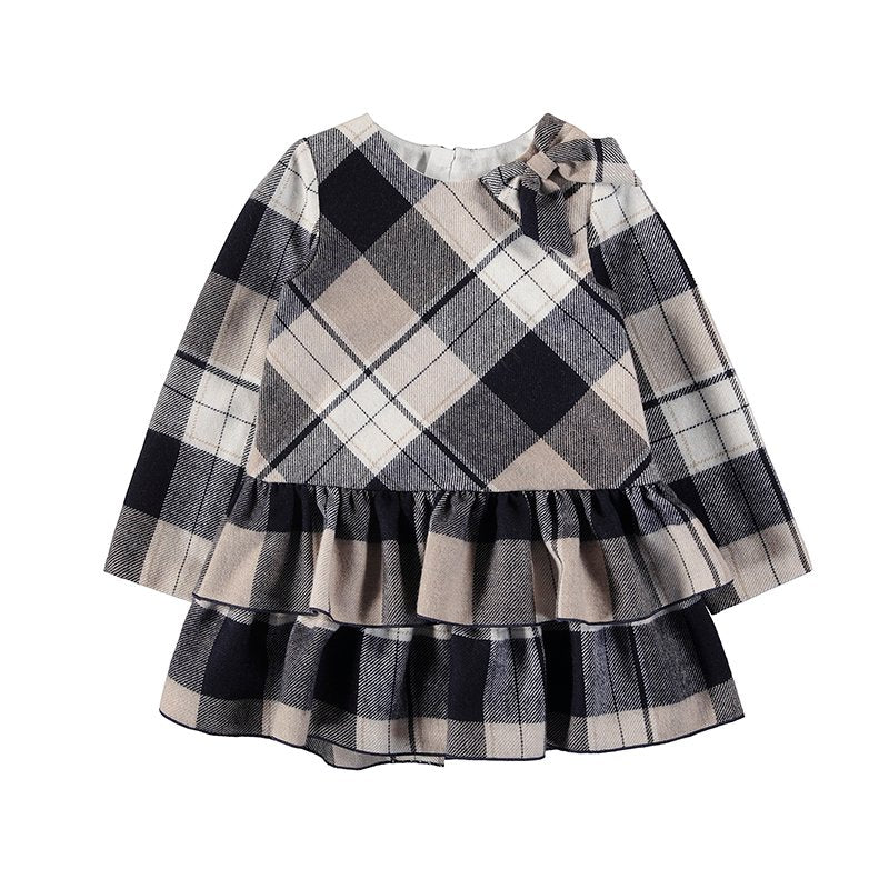 vestido maxi cuadro azul marino, mayoral