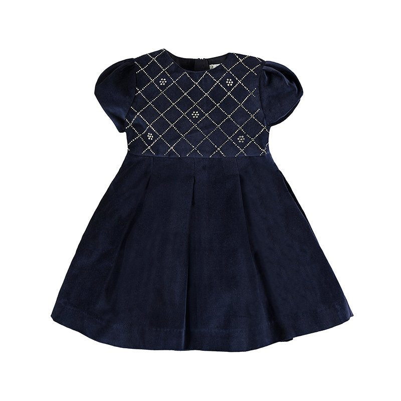 vestido de terciopelo azul marino