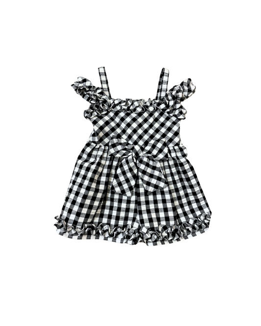 romper corto cuadros blanco y negro