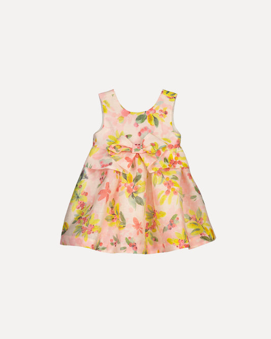 Vestido colección primavera, flores fiucsia