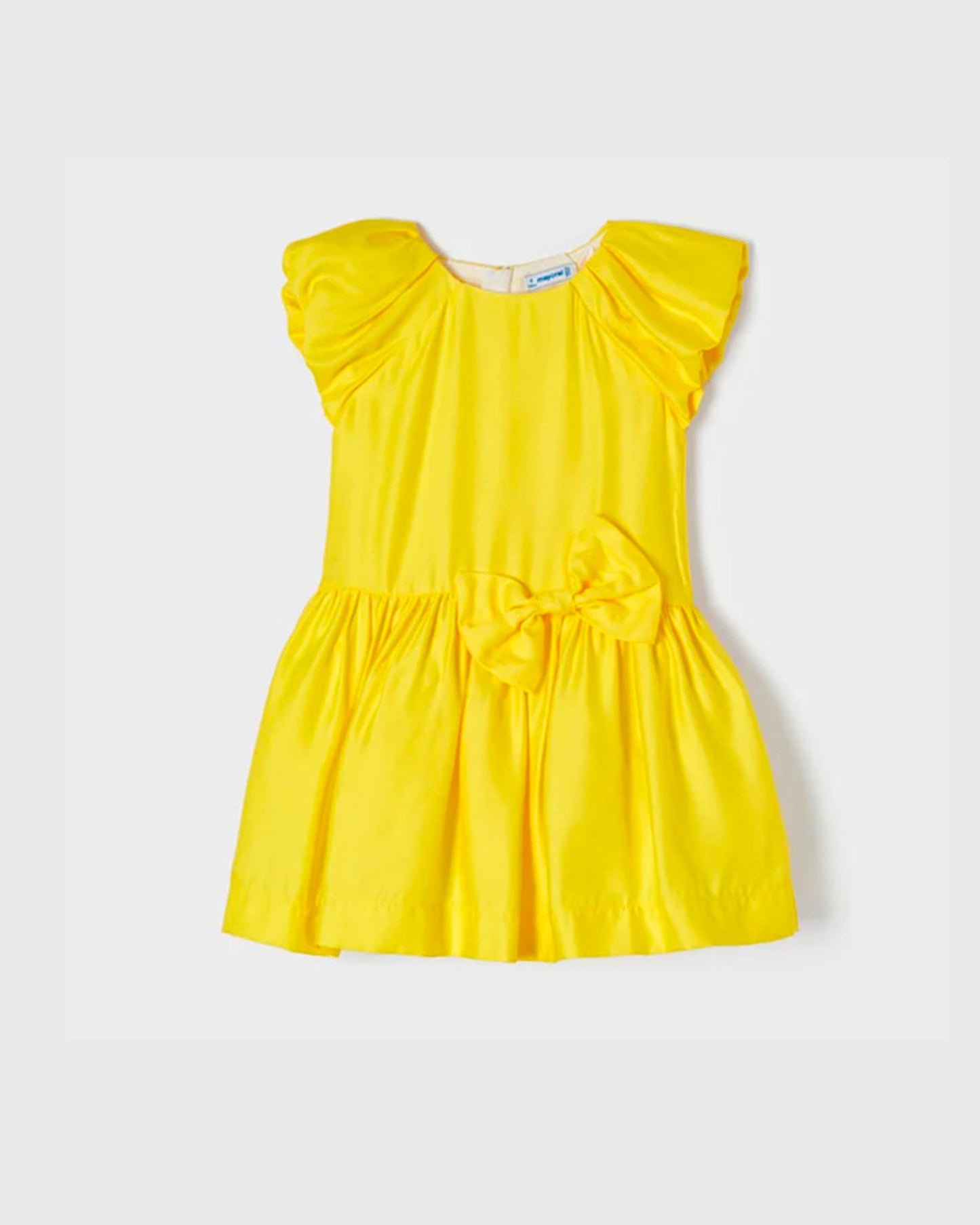 vestido color amarillo limón manga bombacha