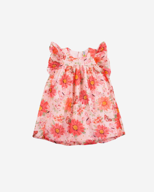 vestido tul naranja flores