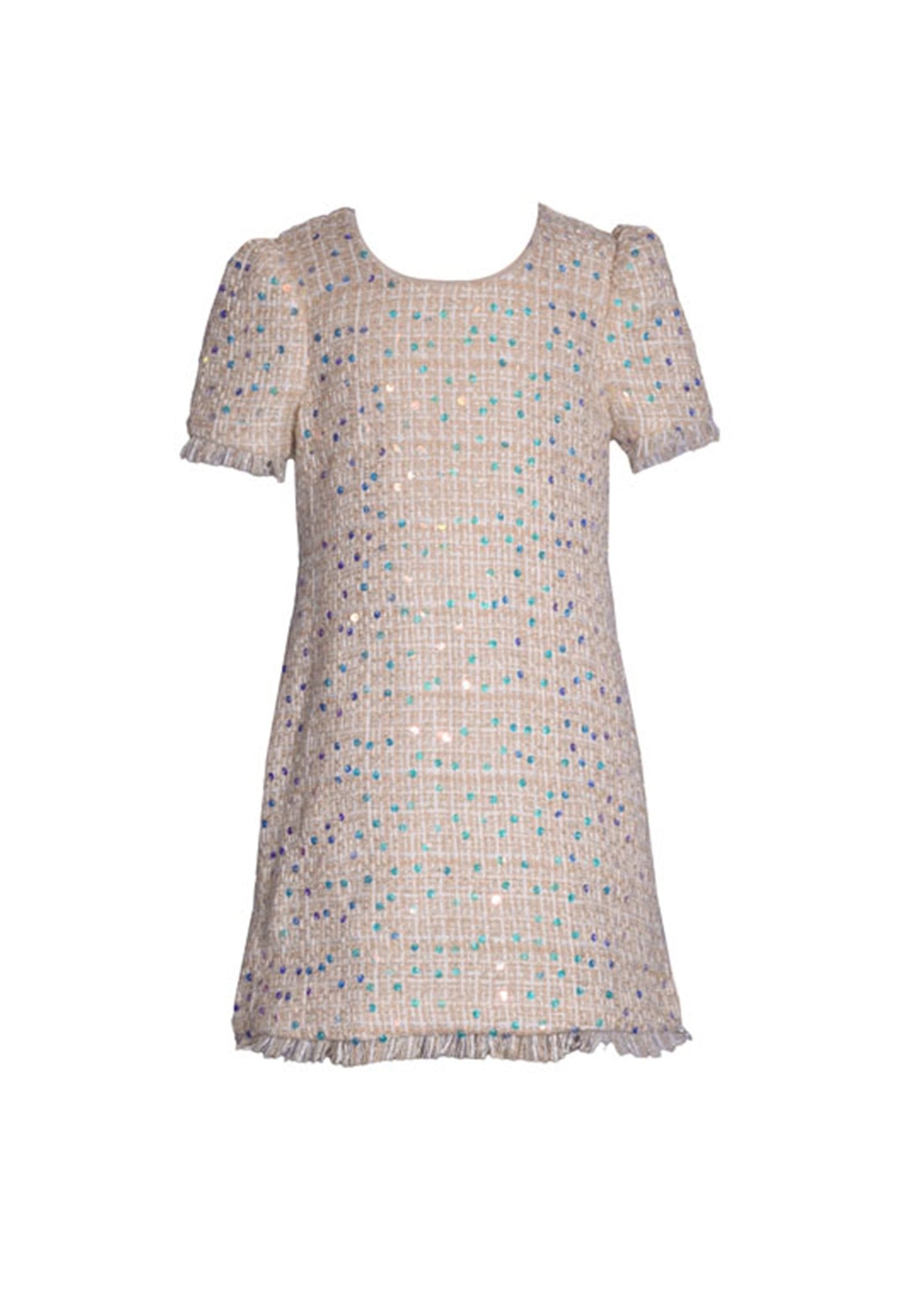 vestido ivory con lunares lentejuela