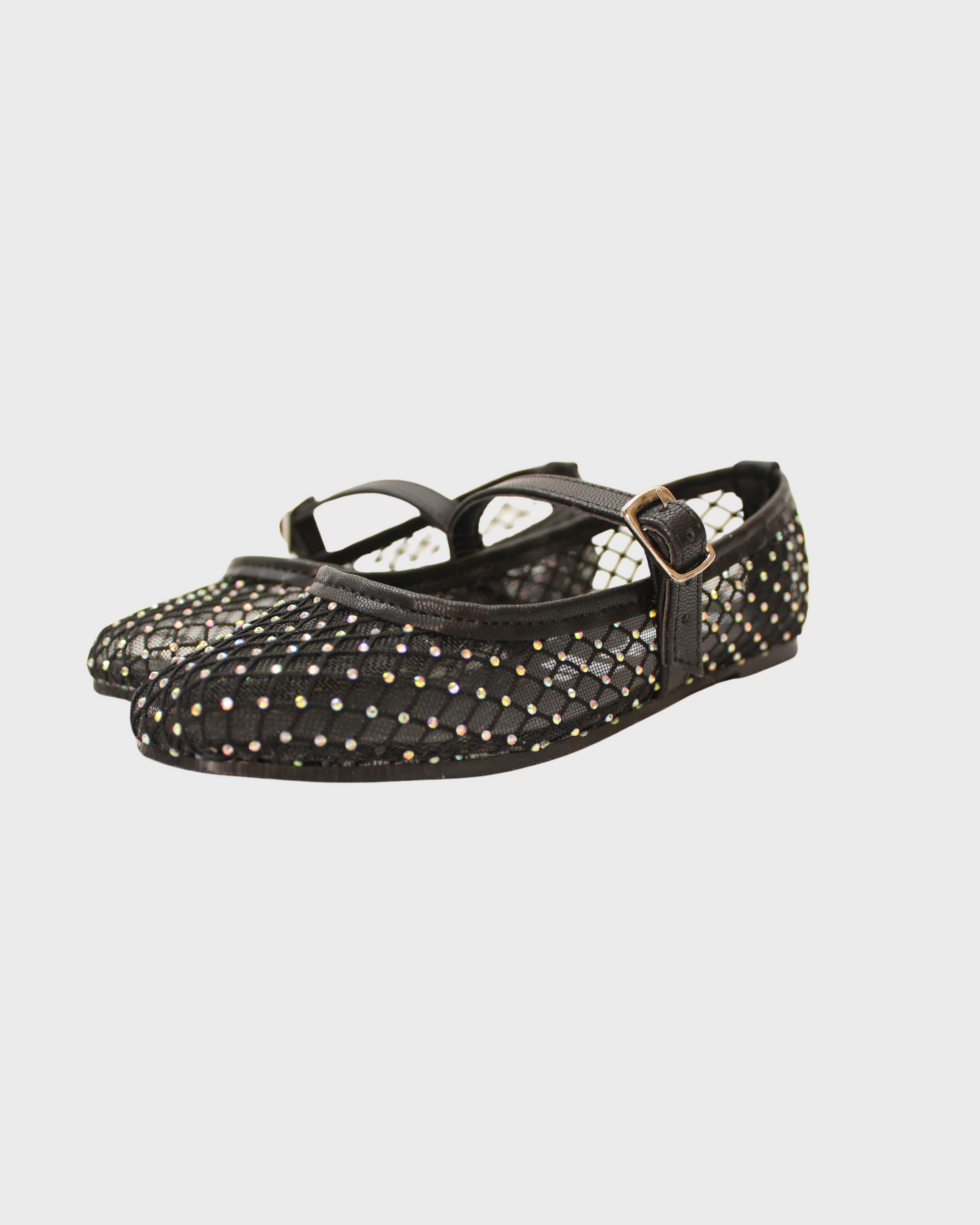 zapato negro flat incrustación piedras