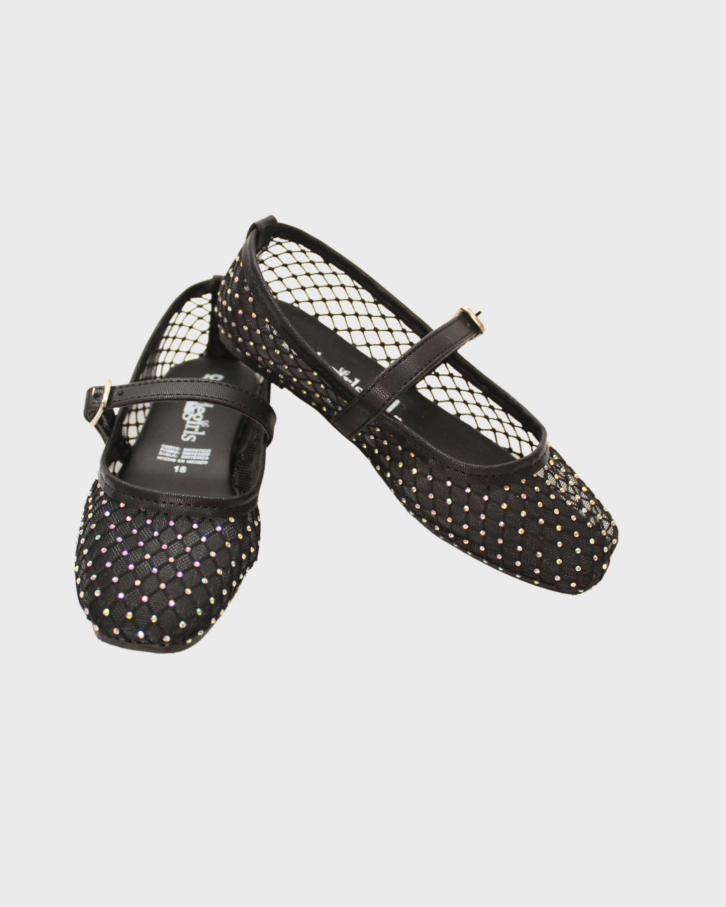 zapato negro flat incrustación piedras
