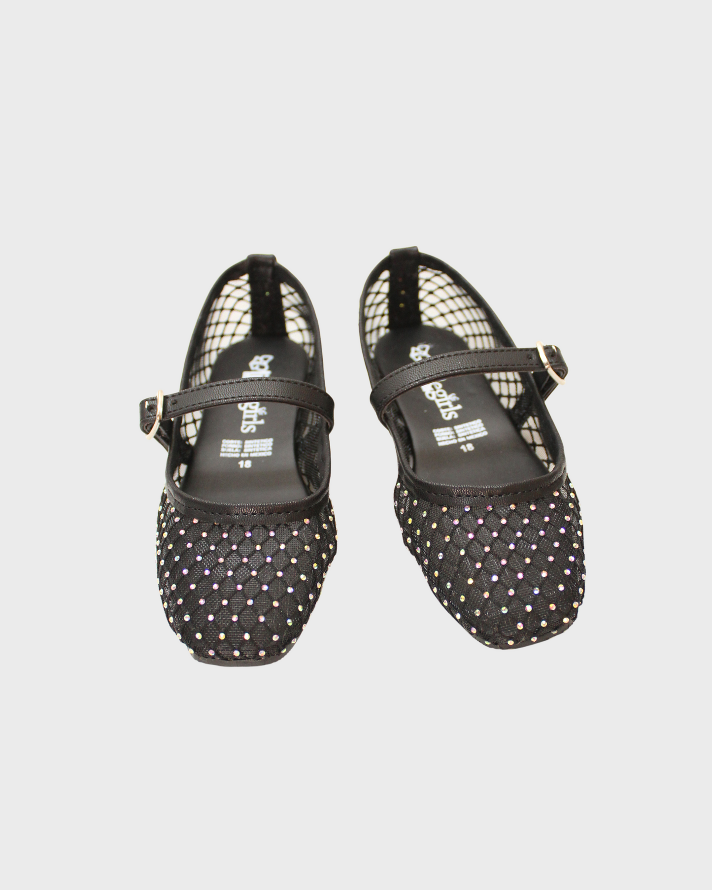zapato negro flat incrustación piedras