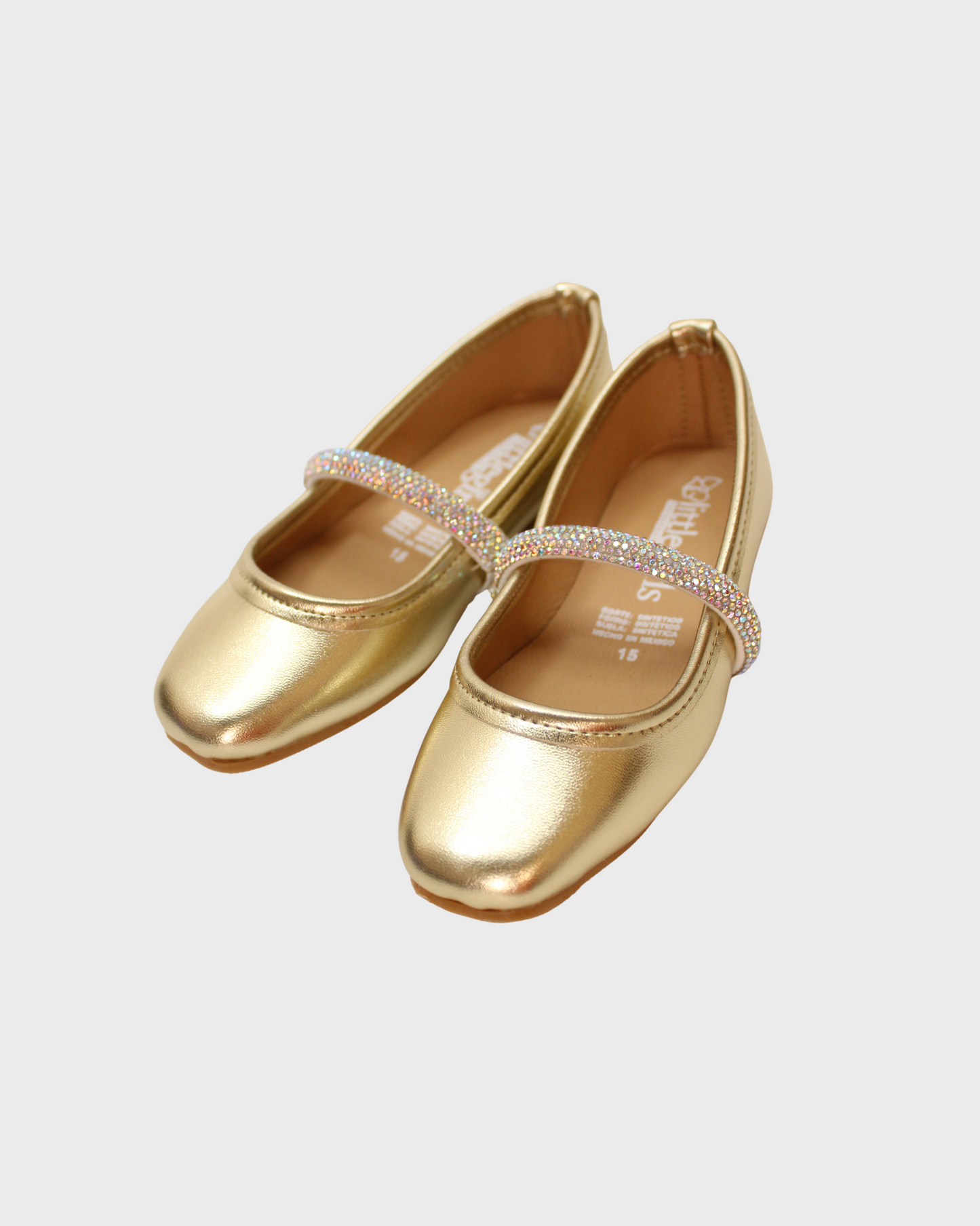 zapato oro corte flat con cintillo de piedreria