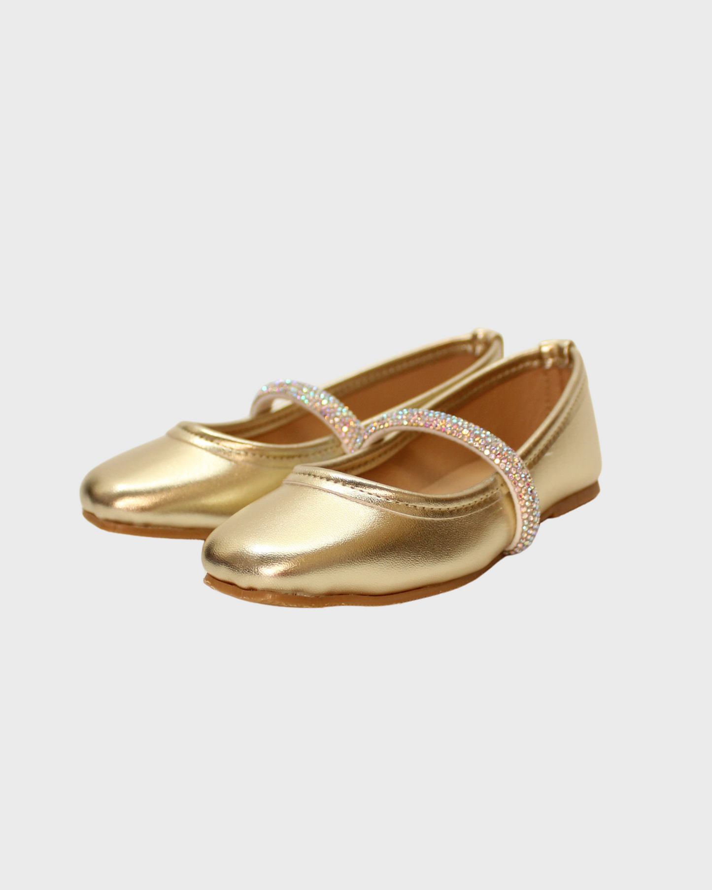 zapato oro corte flat con cintillo de piedreria