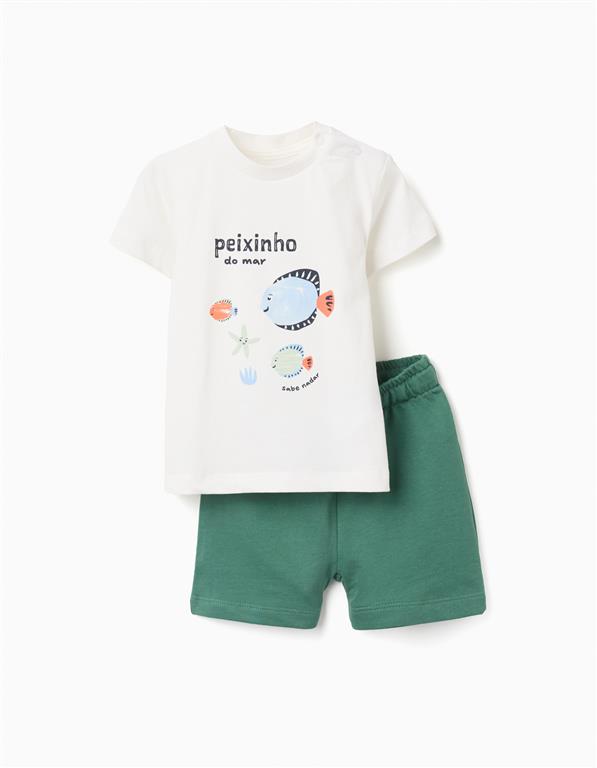 Conjunto camiseta blanca + short verde