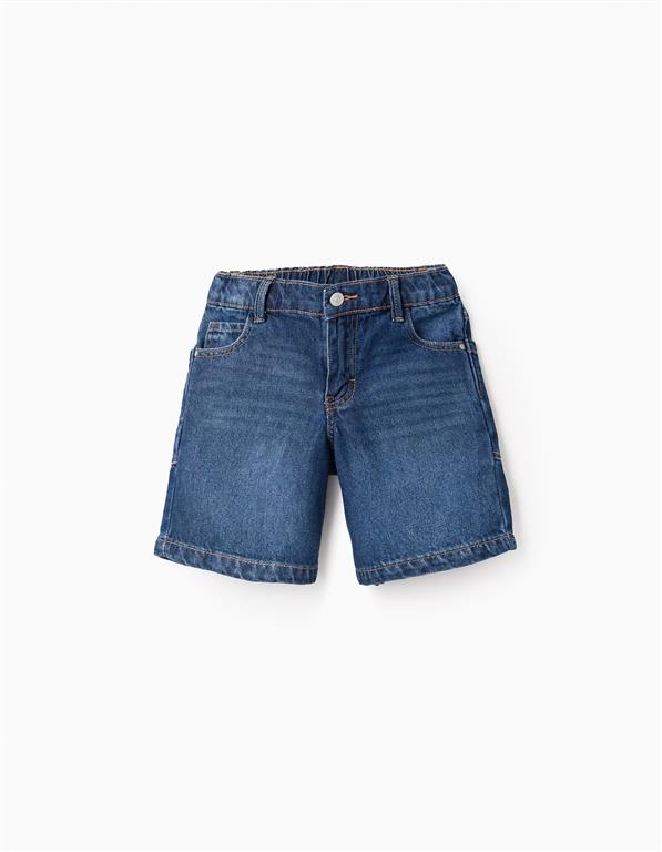 Short denim color azul marino zipper