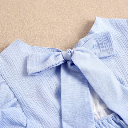 vestido de niña en bambula azul celeste