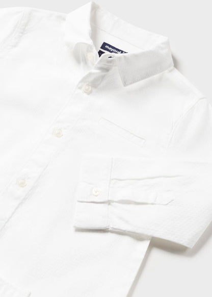 camisa blanca con moñito desprendible, marca mayoral
