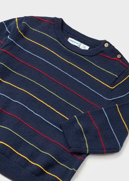 jersey de niño azul marino de rayas de colores