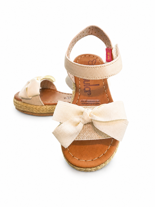 Huarache Juliette Manta Ivory Tira con Moño Cruzado