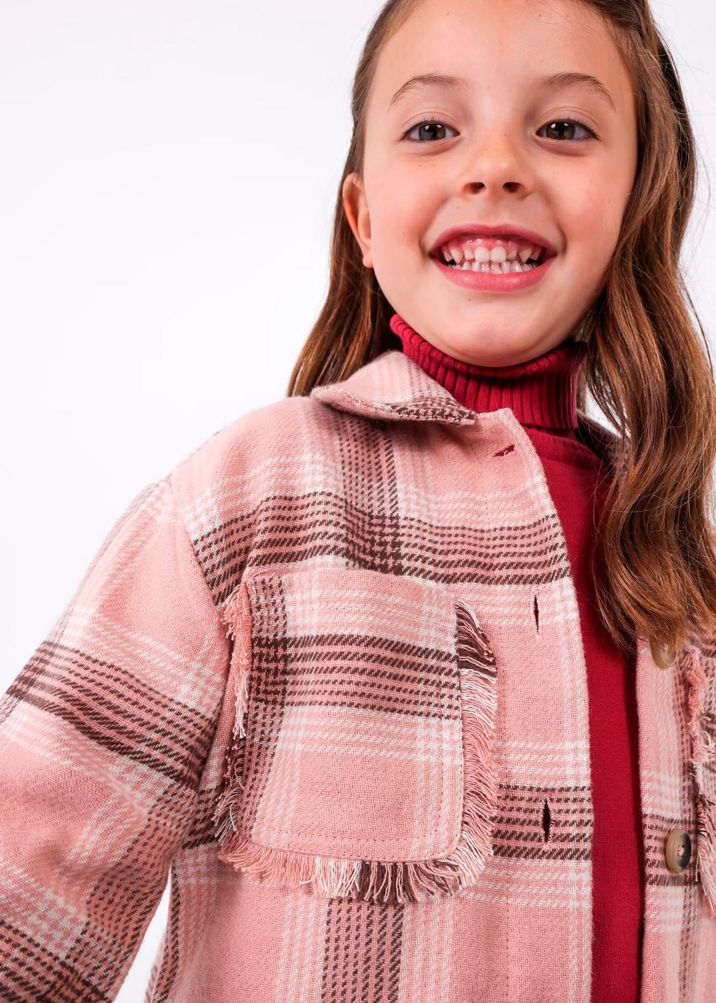 sobrecamisa a cuadros rosa, para niña, mayoral