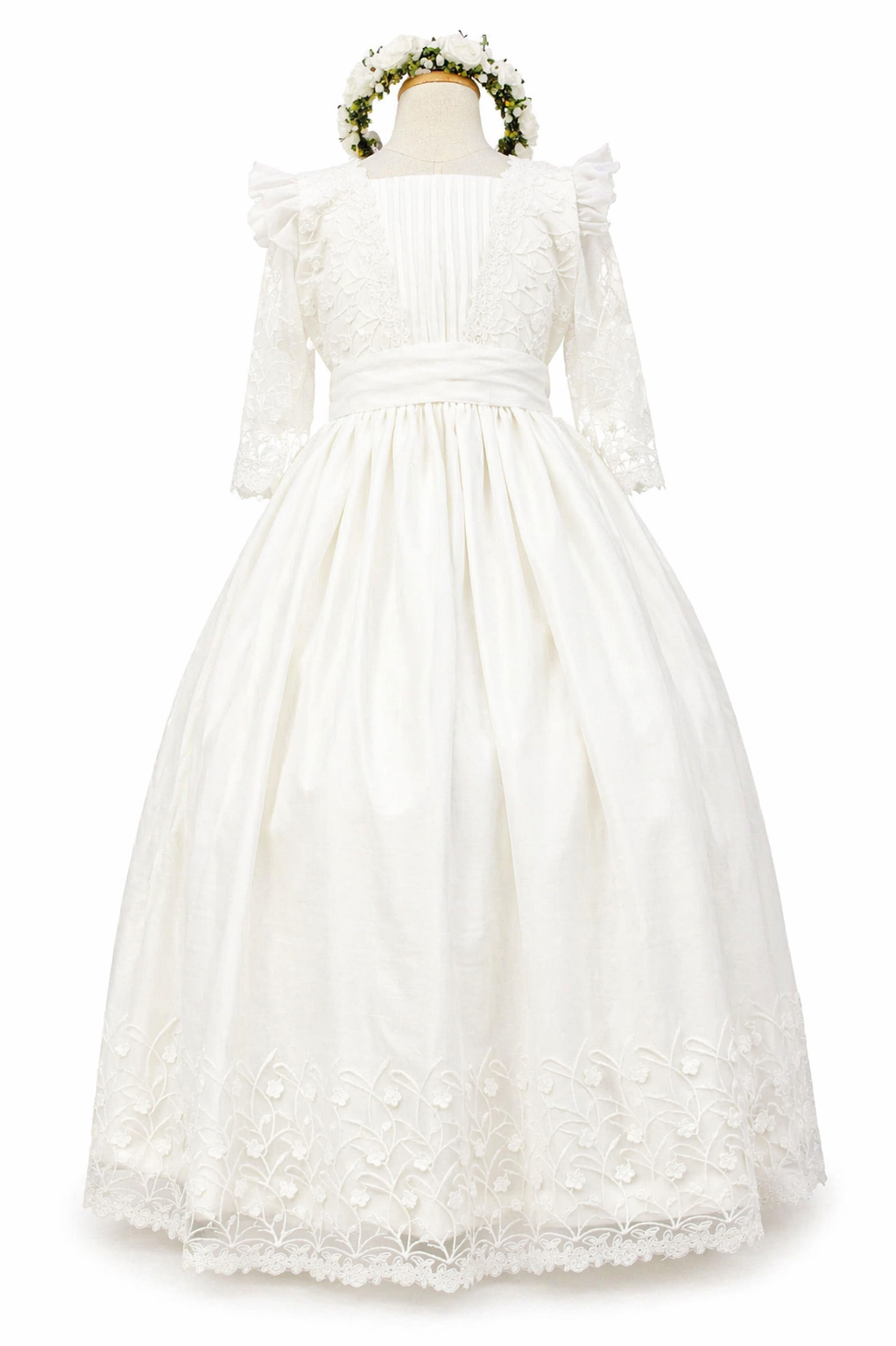 Vestido primera comunión perla con manga desmontable