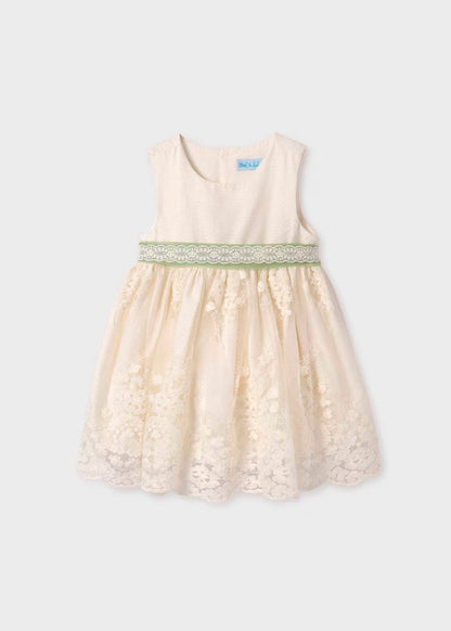 vestido tul jacquard bordado para bebe