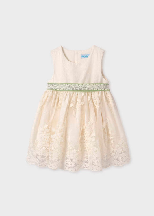 vestido tul jacquard bordado para bebe