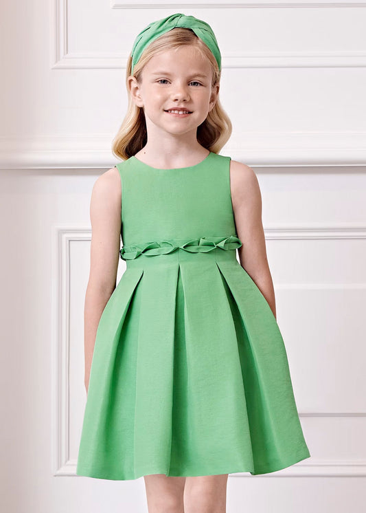 vestido shantung, verde manzana