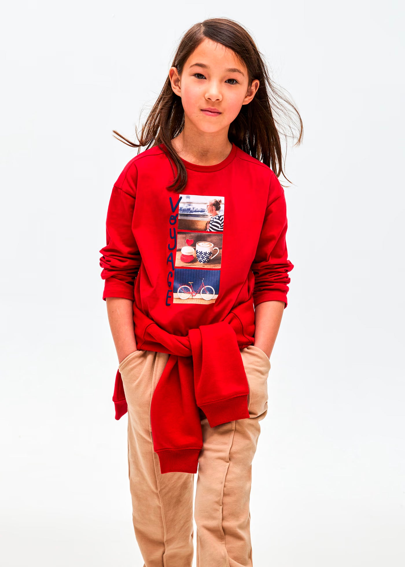 Camiseta manga larga rojo voyage, amor, mayoral