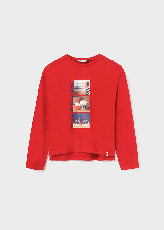 Camiseta manga larga rojo voyage, amor, mayoral