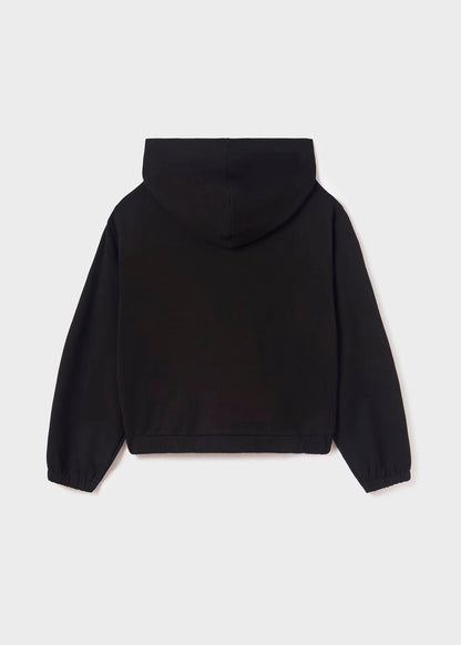 chamarra combinada color negro, capucha, mayoral