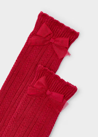 Calcetín alto color Cereza para niña