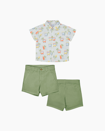 Conjunto camisa retro y short verde