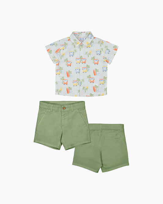 Conjunto camisa retro y short verde